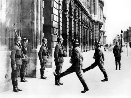 German soldiers on guard duty outside the Hotel Crillon, Paris, 7 October 1940. Artist: Unknown