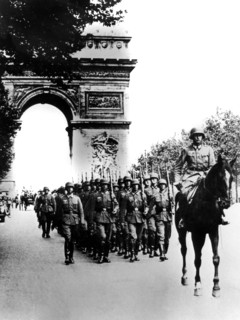 German troops marching on the Champs Elysees, Paris, 14 June 1940. Artist: Unknown