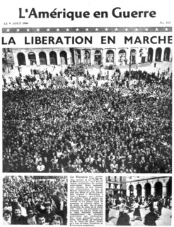 Front page of L'Amerique en Guerre newspaper, 9 August 1944. Artist: Unknown