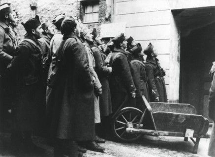 French soldiers at an army cinema, France, 1940. Artist: Unknown