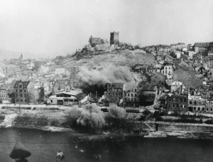 Bombardment of Bingen, Germany, March 1945. Artist: Unknown