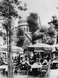 German soldiers relaxing outside a restaurant in Montmartre, Paris, June 1941. Artist: Unknown