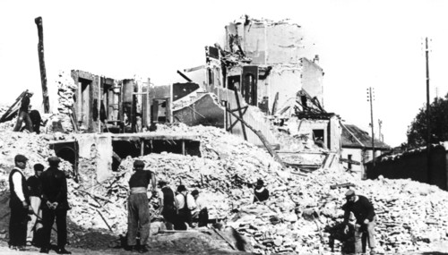 Destroyed building, liberation of France, St Cyr, August 1944. Artist: Unknown