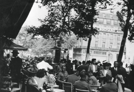 German army officers relaxing outside the Cafe de la Paix, Paris, June 1940. Artist: Unknown