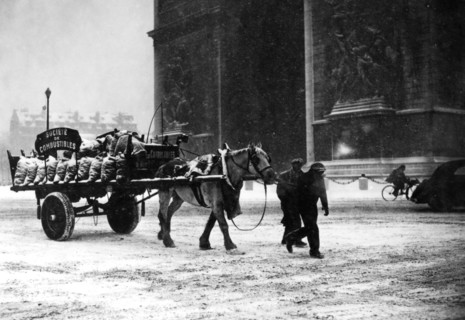 A cartload of scarce coal, occupied Paris, January 1941. Artist: Unknown