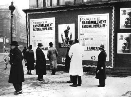 Billboard dispaying Rassemblement Nationale Populaire posters, German-occupied Paris, February 1941. Artist: Unknown
