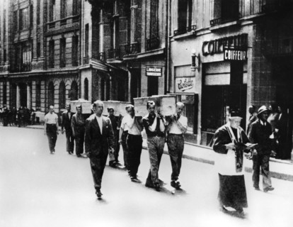 Funeral procession of members of the French Resistance, Paris, 1944. Artist: Unknown