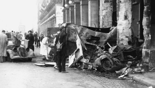 Destoyed vehicle, Rue de Castiglione, liberation of Paris, August 1944. Artist: Unknown