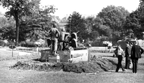 Anti-aircraft gun position in the Garden of the Tuileries, liberation of Paris, August 1944. Artist: Unknown
