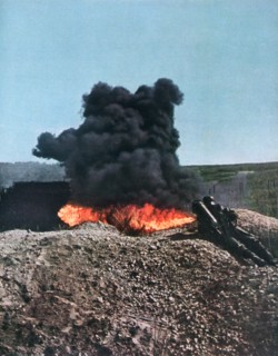German soldier using a flamethrower, Russia, 1941. Artist: Unknown