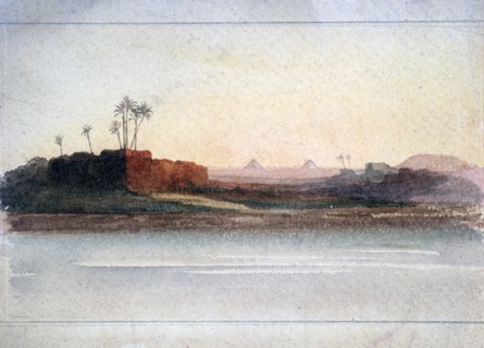 'Pyramids from the Nile, Cairo', Egypt, 19th century. Artist: GS Cautley