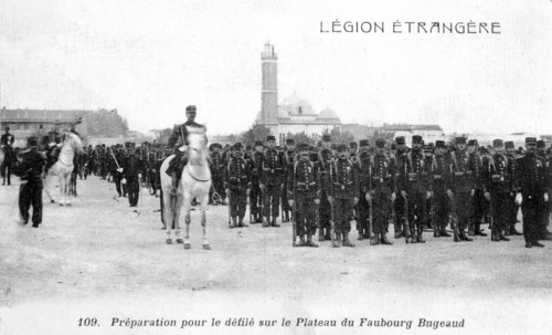French Foreign Legion preparing to march on the Plateau Faubourg Bugeaud, Algeria, 20th century. Artist: Unknown