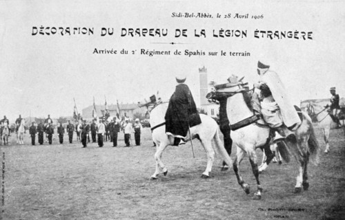 Parading of the flag of the French Foreign Legion, Sidi Bel Abbes, Algeria, 28 April 1906. Artist: Unknown