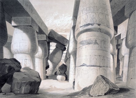 'Interior of the Great Hall of Karnac', Egypt, 1845. Artist: Henry Pilleau