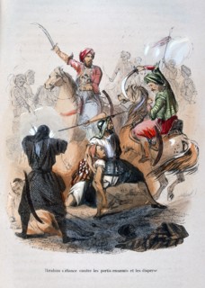 Ibrahim Pasha fighting the Wahabis, Saudi Arabia, 1811-1818 (1847). Artist: Jean Adolphe Beauce