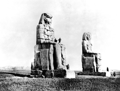 The Colossi of Memnon, Thebes, Nubia, Egypt, 1887. Artist: Henri Bechard