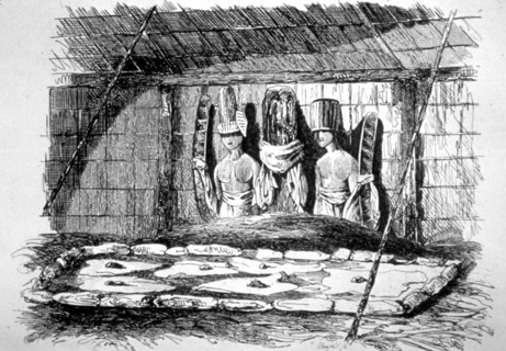 'Inside of a Funeral Hut, Tahiti', 18th century. Artist: John Webber