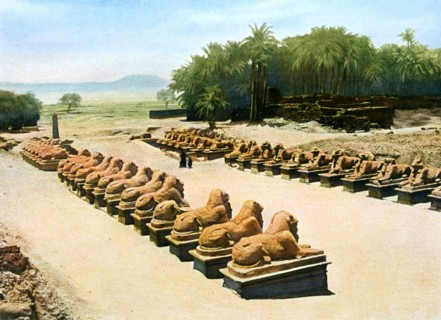 Avenue of ram-headed sphinxes, temple of Amun-Re, Karnak, Luxor, Egypt, 20th century. Artist: Unknown