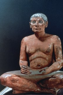 Ancient Egyptian figure of a seated scribe, 25th-24th century BC. Artist: Unknown