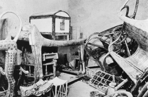View of the antechamber of the Tomb of Tutankhamun, Valley of the Kings, Egypt, 1922. Artist: Unknown