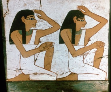 'Two Mourners', detail of the decoration of a sarcophagus of The Lady of Madja, 18th Dynasty. Artist: Unknown