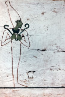'Osiris the god of Deaths', (detail) sarcophagus of The Lady of Madja, 18th Dynasty. Artist: Unknown