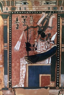Book of the Dead of the scribe Nebqed, detail of the deceased before Osiris, 18th Dynasty. Artist: Unknown