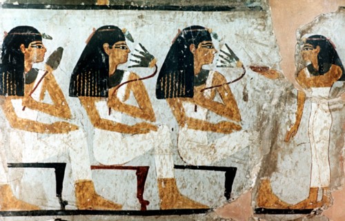 Women with Flowers and Lotus, 18th Dynasty. Artist: Unknown