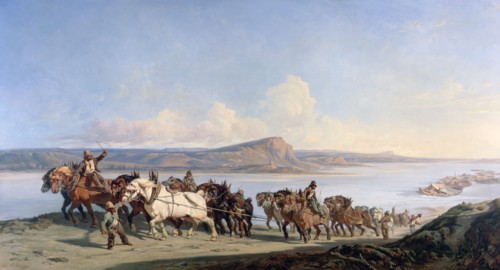 'Attachment of Horses Pulling Boats Down the Rhone', c1825-1870. Artist: Alexandre Dubuisson