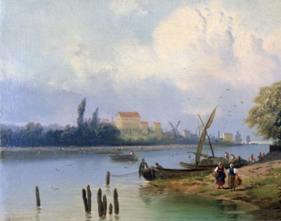 'People by the Boats in Holland', c1835-1882. Artist: Hermanus Koekkoek