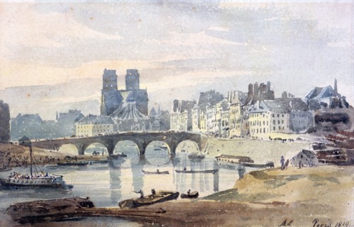 'Notre-Dame de Paris from the Ile Saint-Louis', 1819. Artist: Amelia Long