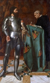 'Knight dictating a letter to a Monk', 1865. Artist: Octave Penguilly L'Haridon