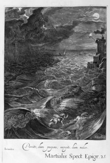 Leander Swims Over the Hellespont to Meet his Mistress Hero, 1655. Creator: Unknown.