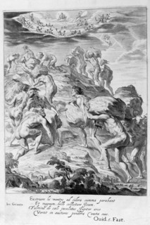 The giants attempt to scale Heaven by piling mountains upon one another, 1655. Creator: Unknown.