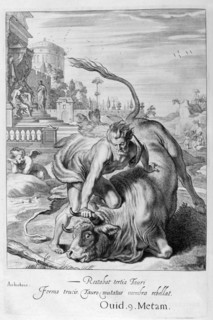 Achelous in the shape of a bull is vanquished by Hercules, 1655. Creator: Unknown.