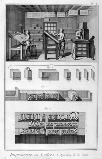 Interior of a Printing Works, type setting, 1751-1777. Artist: Denis Diderot