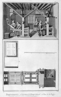 Interior of a Printing Works and Plan of a Press, 1751-1777. Artist: Unknown