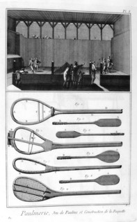 Real tennis and the construction of racquets, 1751-1777. Artist: Unknown