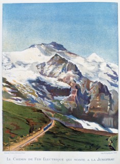 The electric railroad to Mount Jungfrau, Swiss Alps, 19th century. Artist: Gustave Francois Lasellaz