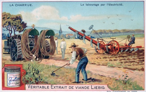 The plough, tilling by using electricity, c1900. Artist: Unknown