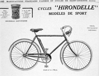 Hirondelle Saint Etienne, Bicycle Tourism Advertisement, 20th century. Artist: Unknown