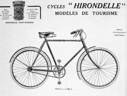 Hirondelle Saint Etienne Bicycle Tourism Advertisement, 20th century. Artist: Unknown