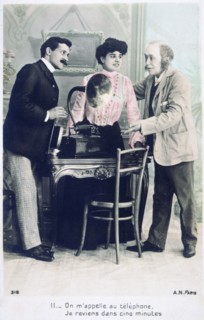 'Call me on the telephone, I will return in five minutes', c1900. Artist: Unknown
