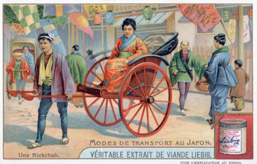 Modes of transport in Japan, rickshaw, 19th century. Artist: Unknown