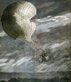 A Balloon struck by lightning near Chicago, Illinois, USA, 1891. Artist: Unknown