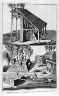 Mineralogy, extracting sulphur from pyrites, 1751-1777. Artist: Unknown