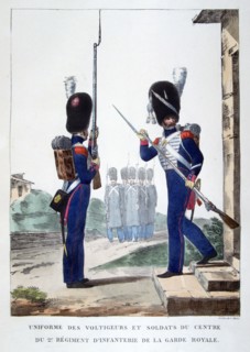 Uniforms of the 2nd infantry of the French royal guard, 1823.  Artist: Charles Etienne Pierre Motte
