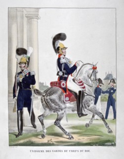 Uniforms of  guards of the French royal corps, 1823.  Artist: Charles Etienne Pierre Motte