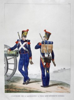Uniforms of a Swiss artillery regiment, 1823.  Artist: Charles Etienne Pierre Motte