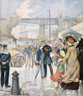 The return of the ship 'Borda', and embarkation of the ship 'Fistots', Brest, France, 1902. Artist: Unknown